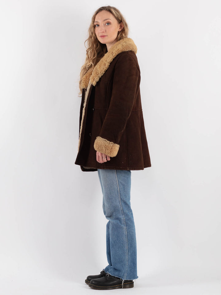 Vintage 70's Women Sheepskin Coat in BrownV9264