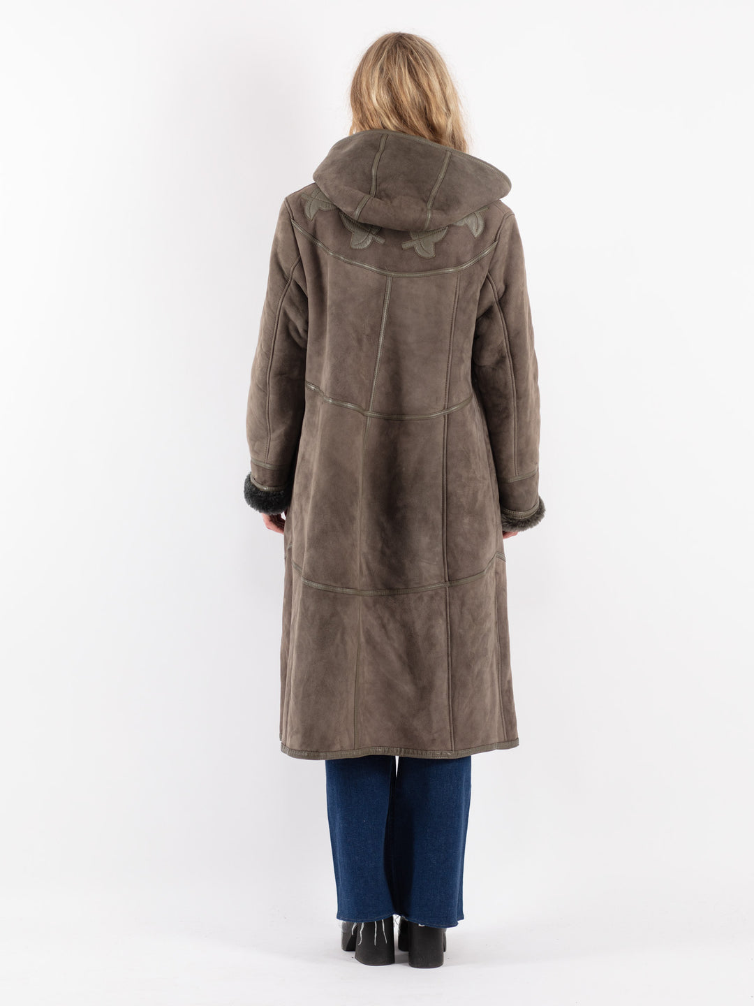 Vintage 70's Women Sheepskin Coat in Gray