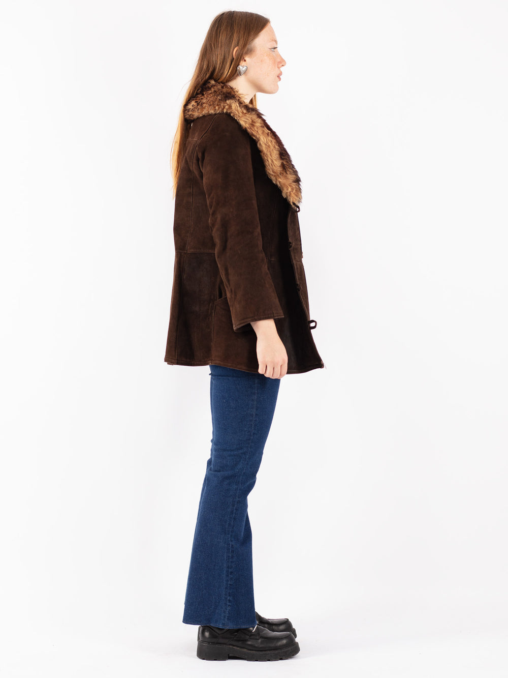Vintage 70's Women Sheepskin Coat in Brown