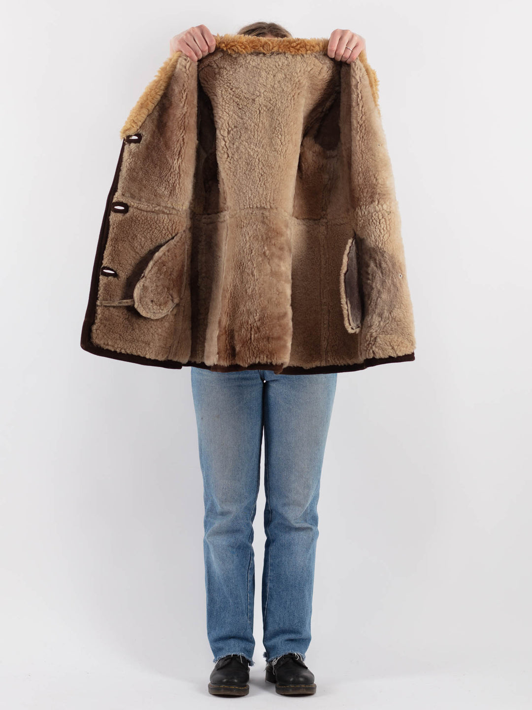 Vintage 70's Women Sheepskin Coat in BrownV9264