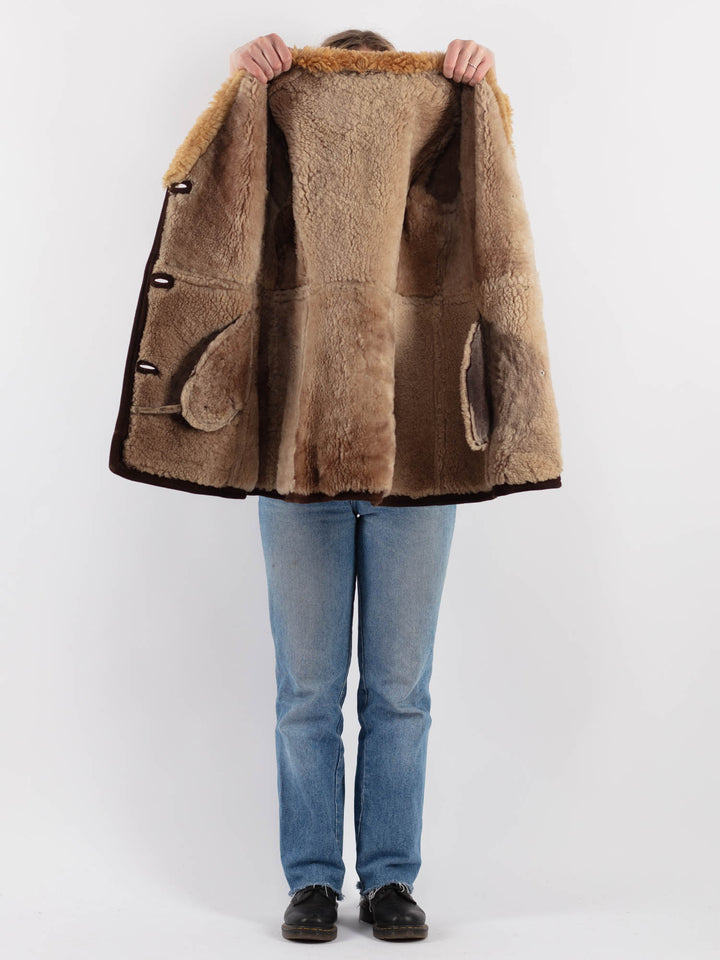 Vintage 70's Women Sheepskin Coat in BrownV9264