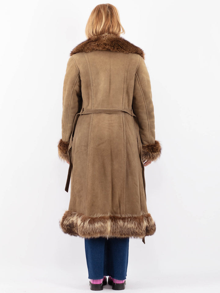 Vintage 70's Women Sheepskin Coat in BeigeV9578