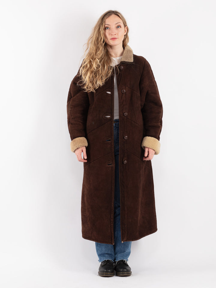 Vintage 70's Women Sheepskin Coat in Brown