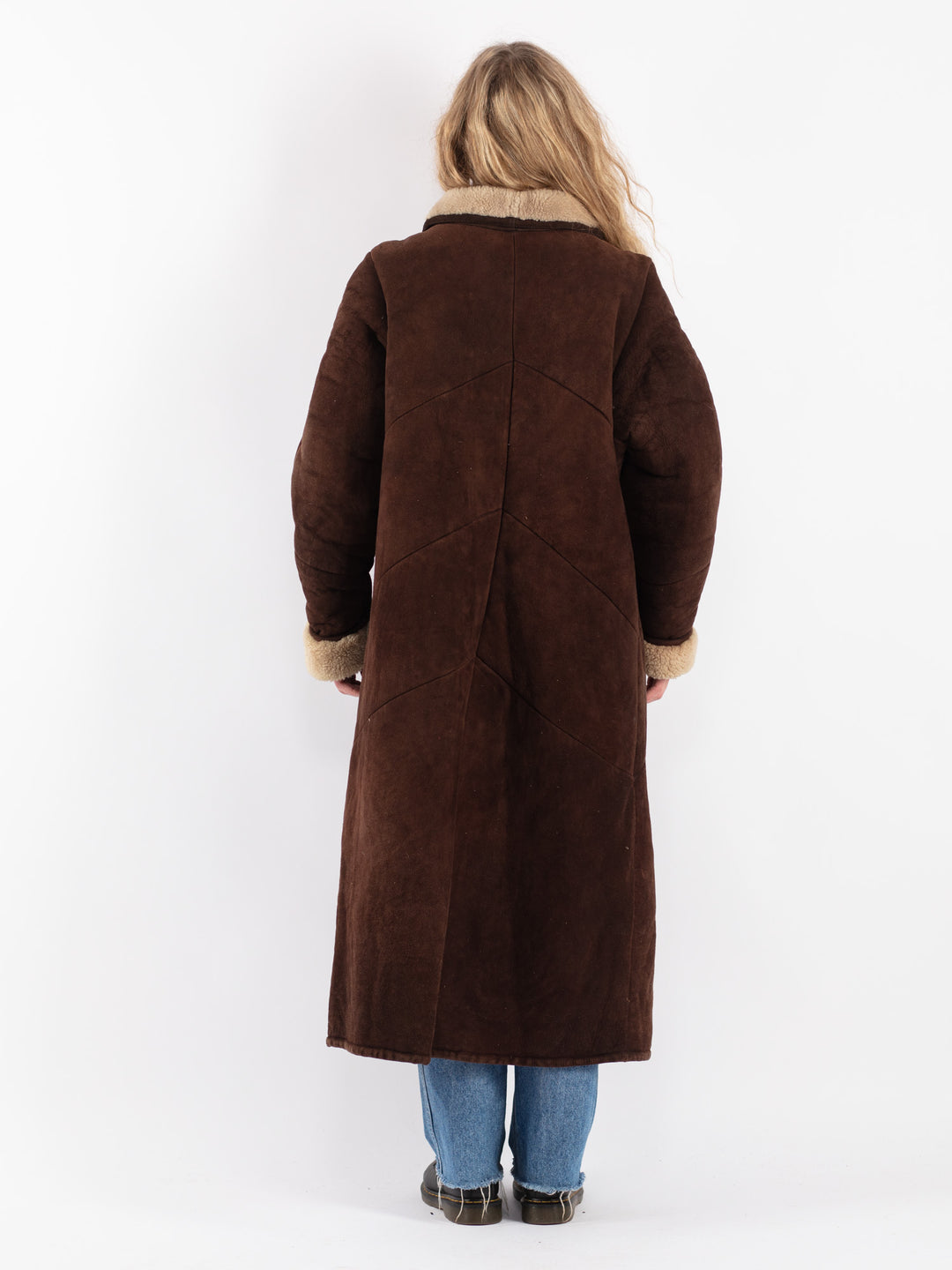 Vintage 70's Women Sheepskin Coat in Brown