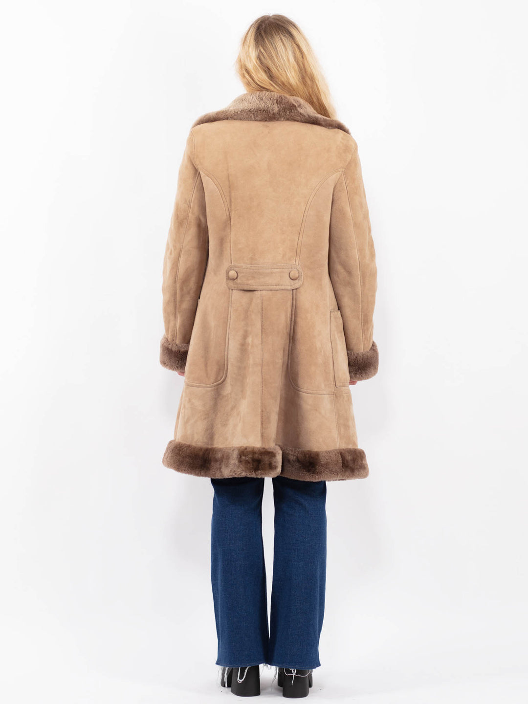 Vintage 70's Women Sheepskin Coat in BeigeA0422