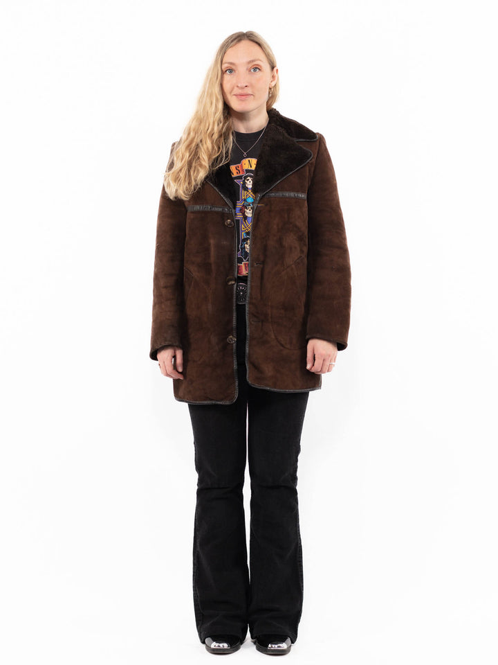 Vintage 70's Women Sheepskin Coat in BrownA0949