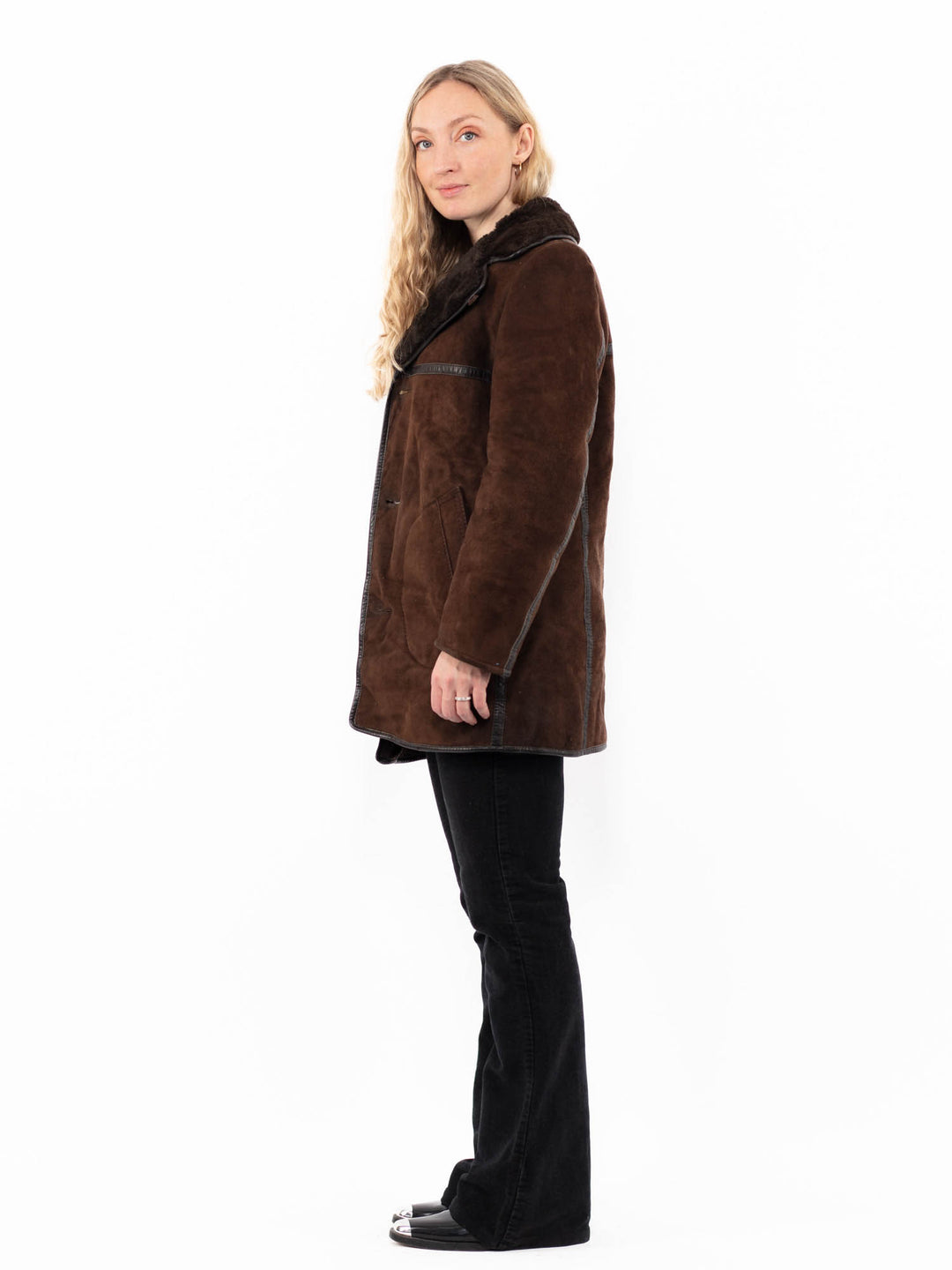 Vintage 70's Women Sheepskin Coat in BrownA0949