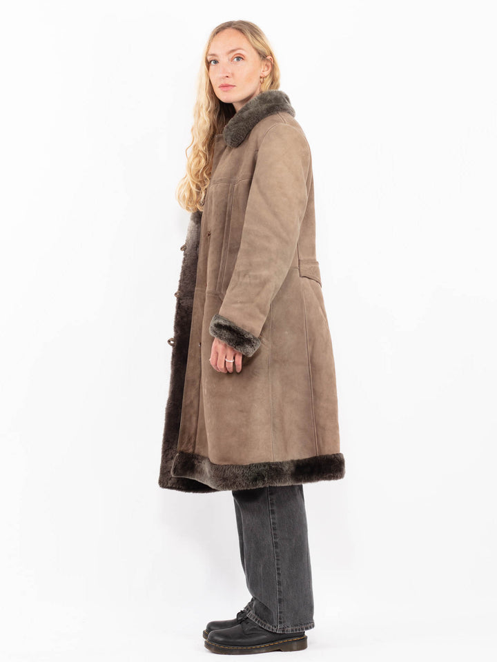 Vintage 70's Women Sheepskin Coat in Brown