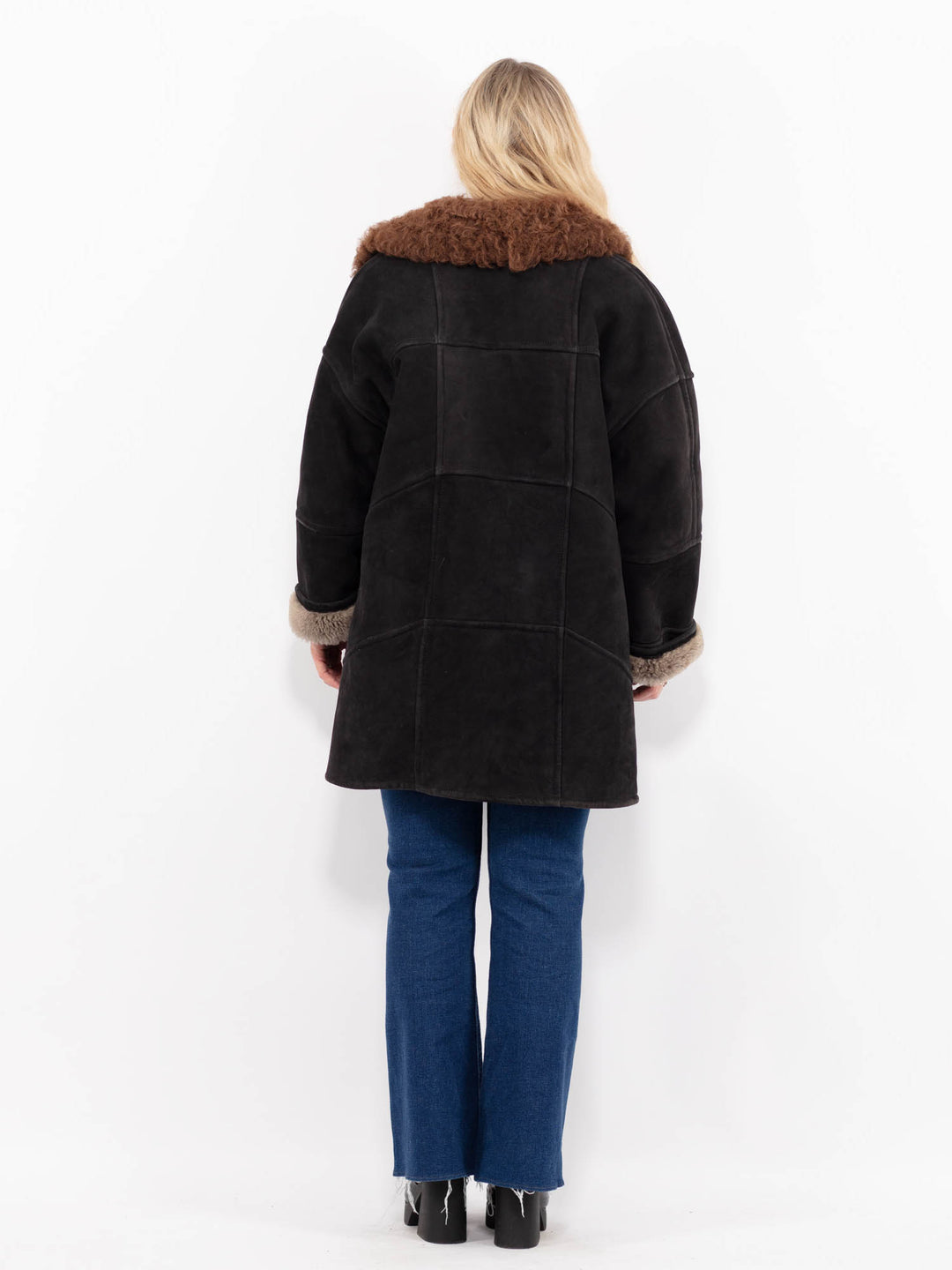 Vintage 70's Women Sheepskin Coat in BlackA1053