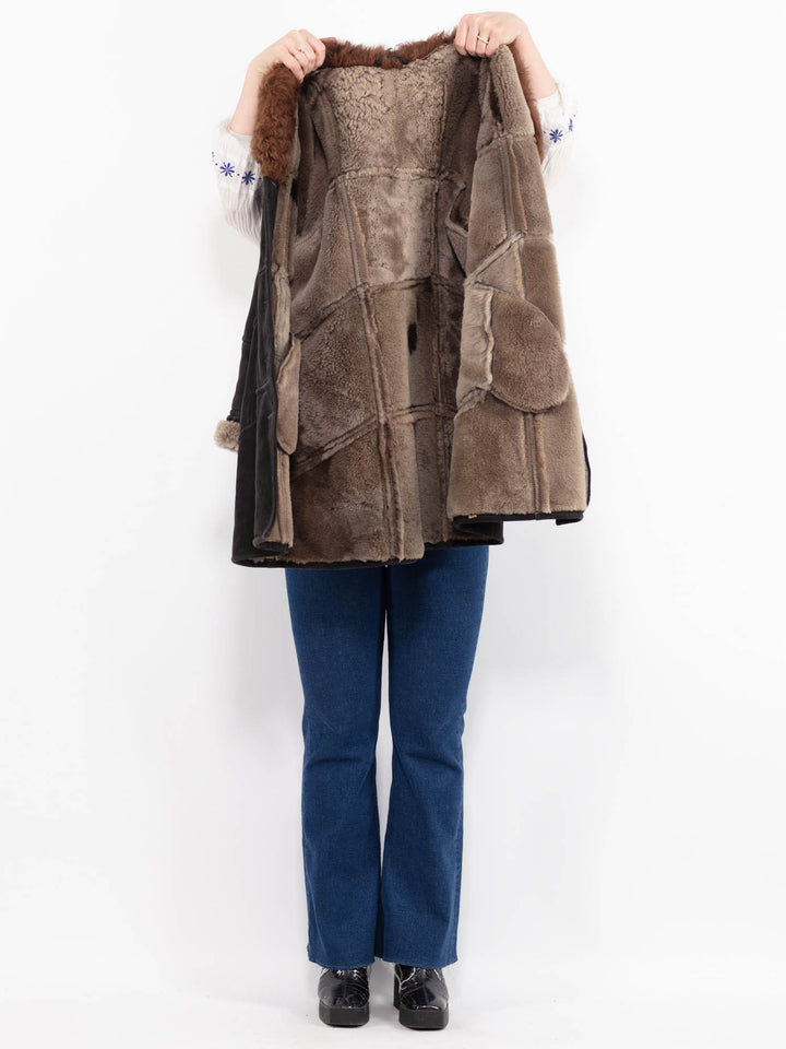 Vintage 70's Women Sheepskin Coat in BlackA1053