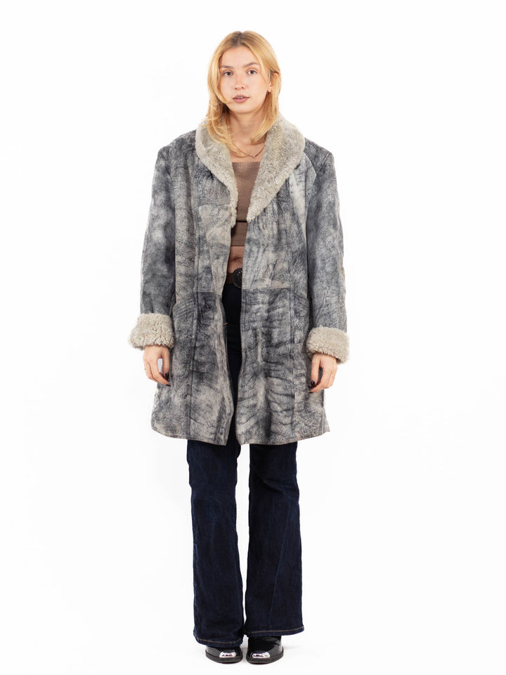 Vintage 70's Penny Lane Sheepskin Coat in Gray