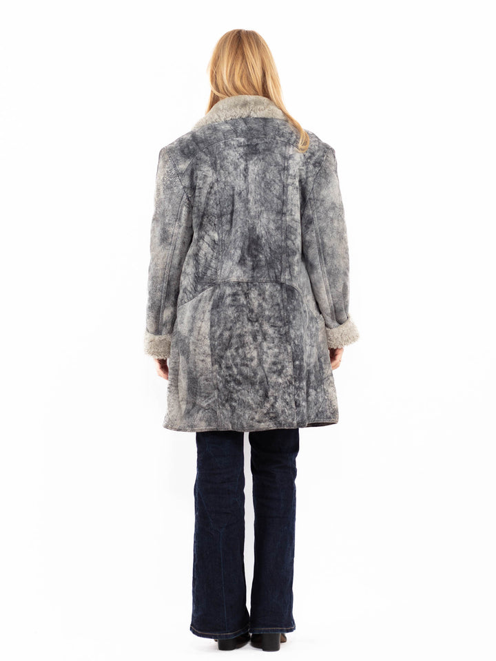 Vintage 70's Penny Lane Sheepskin Coat in Gray