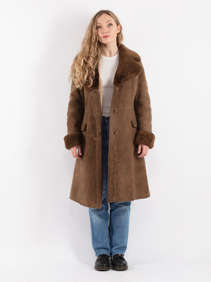 Vintage 70's Women Sheepskin Coat in BrownV9071