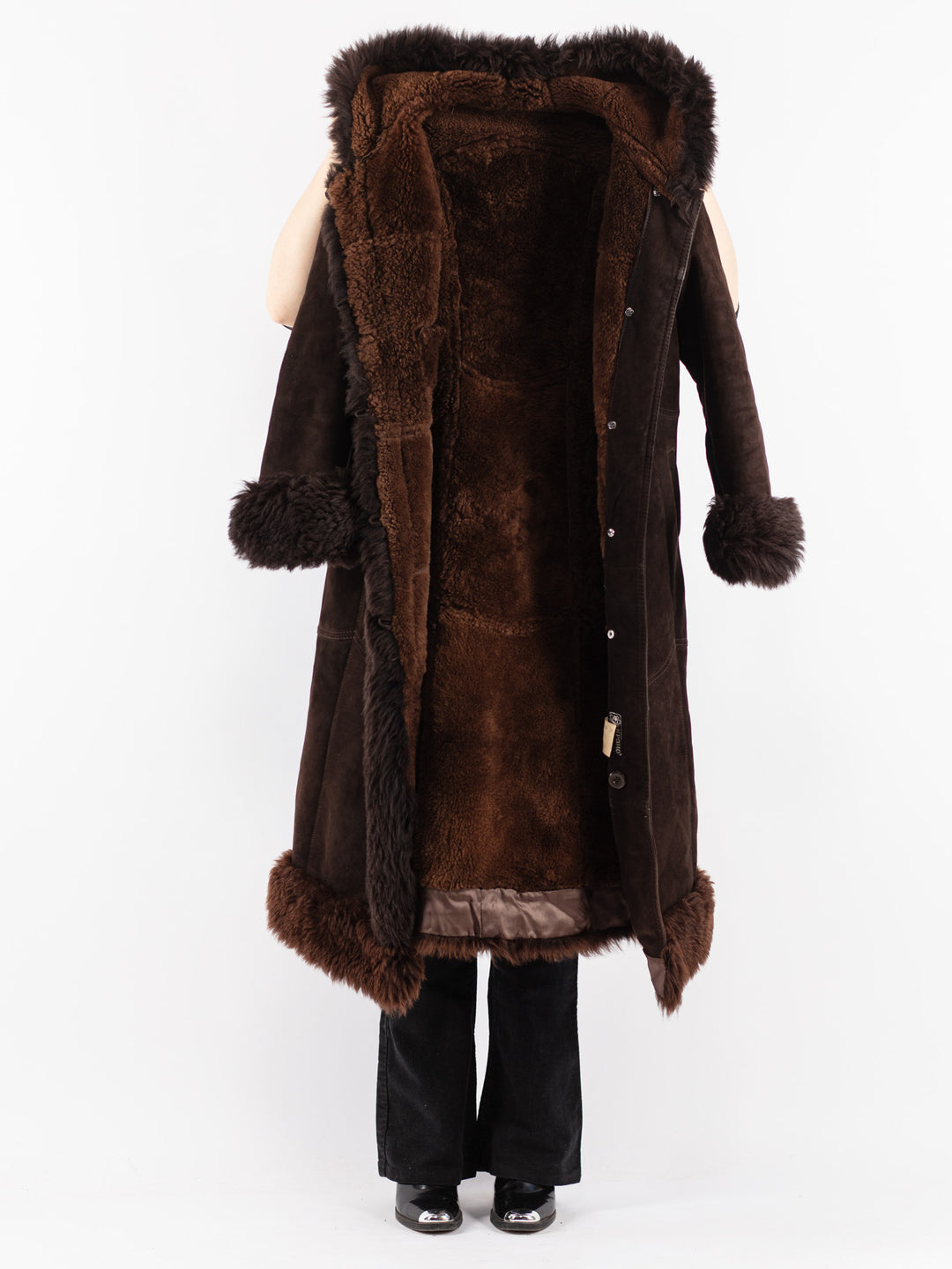 Vintage 70's Women Sheepskin Coat in Brown