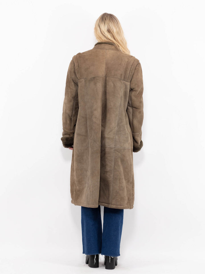 Vintage 70's Women Sheepskin Coat in GreenA1056