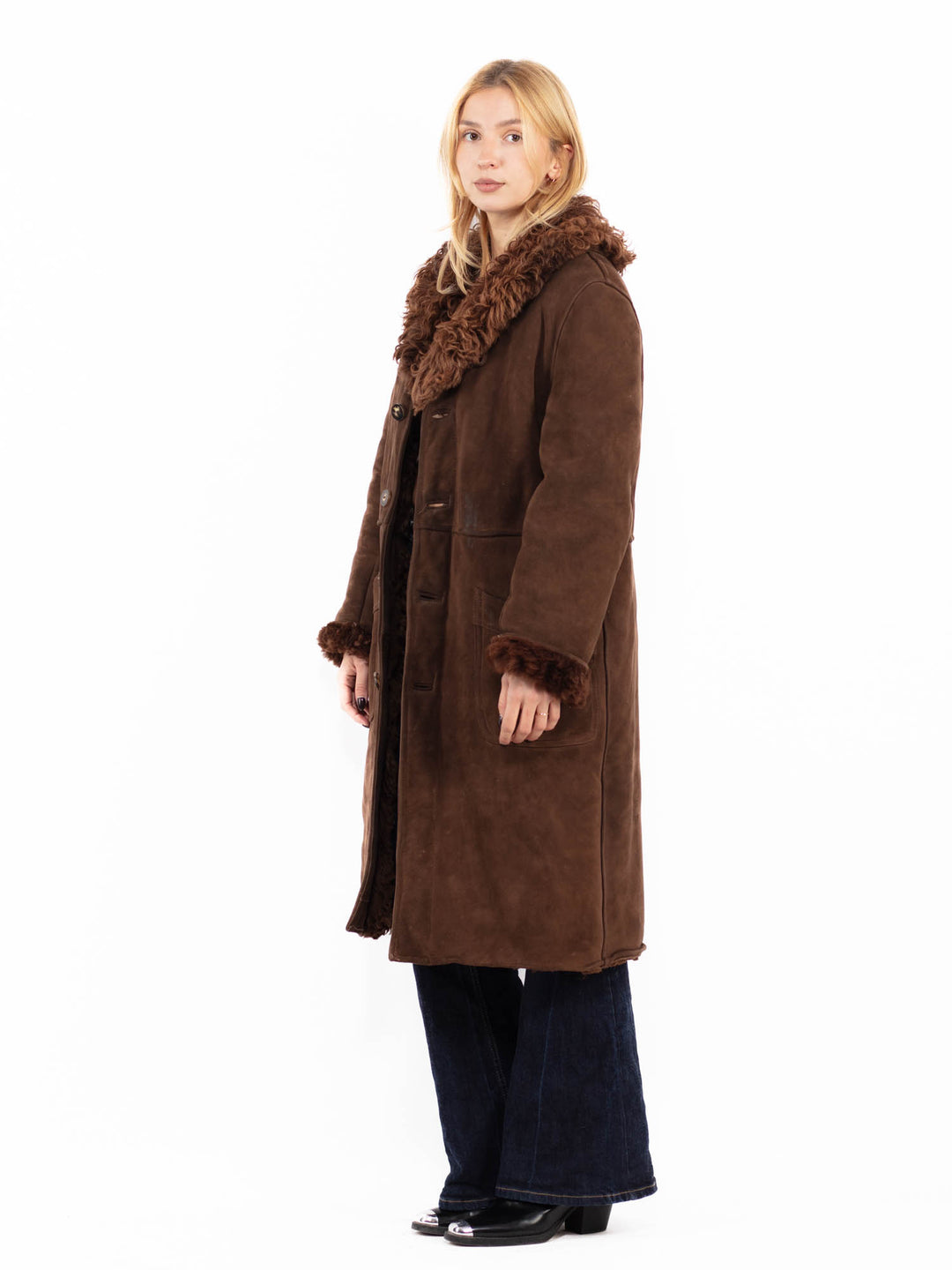 Vintage 70's Penny Lane Sheepskin Coat in Brown