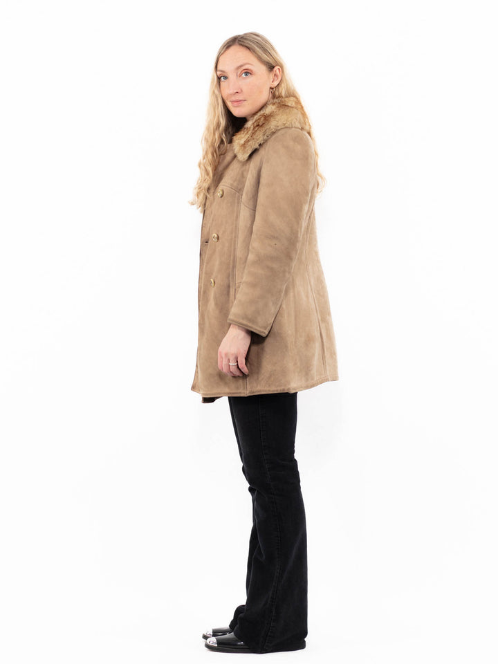 Vintage 70's Women Sheepskin Coat in BeigeA0955