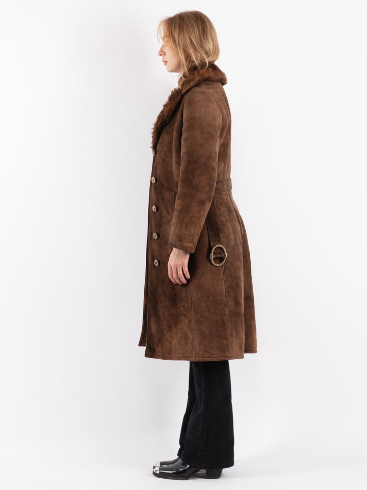 Vintage 70's Women Sheepskin Coat in Brown