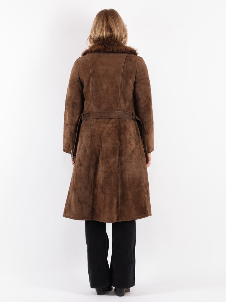 Vintage 70's Women Sheepskin Coat in Brown