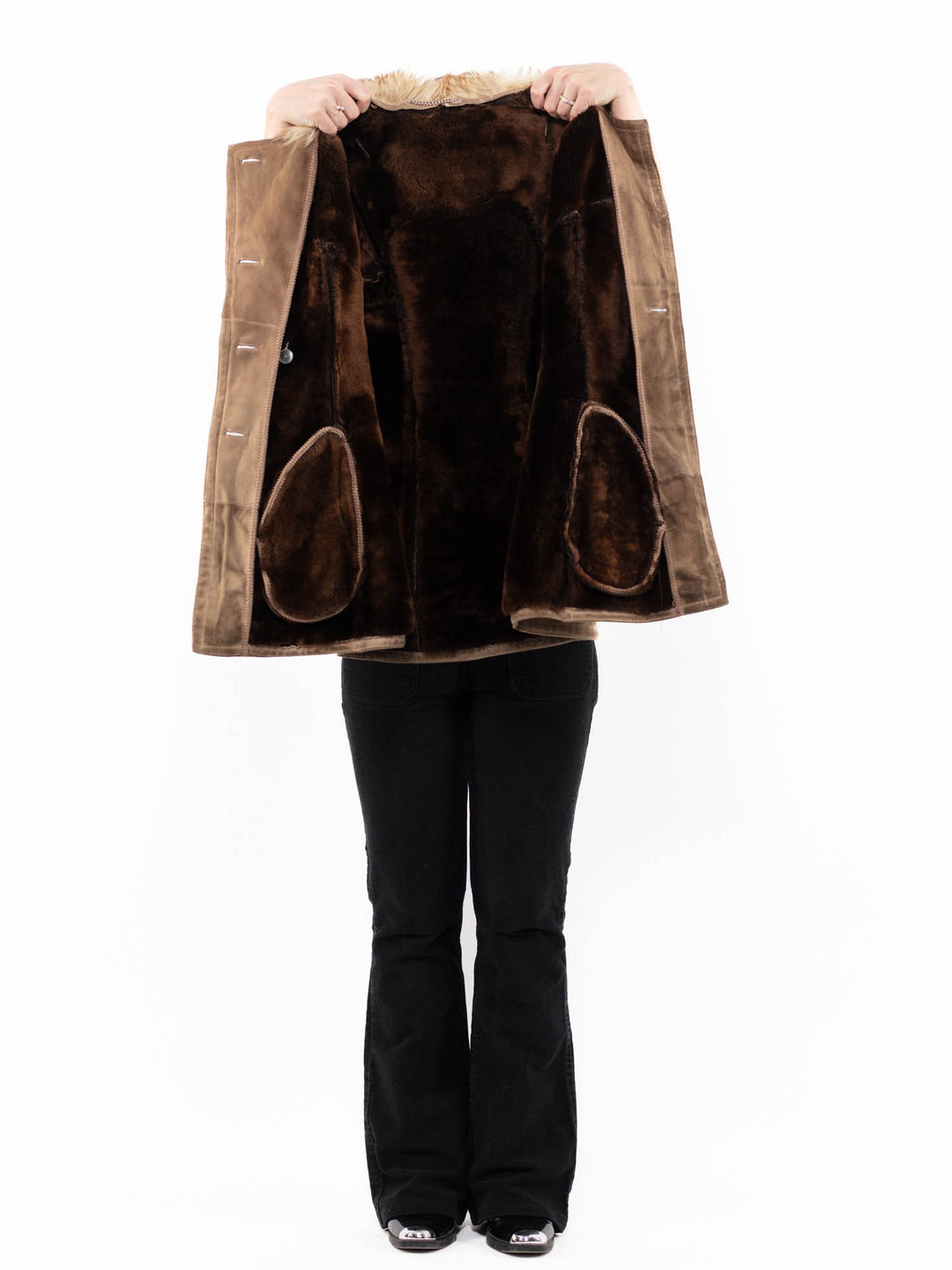 Vintage 70's Women Sheepskin Coat in BeigeA0955