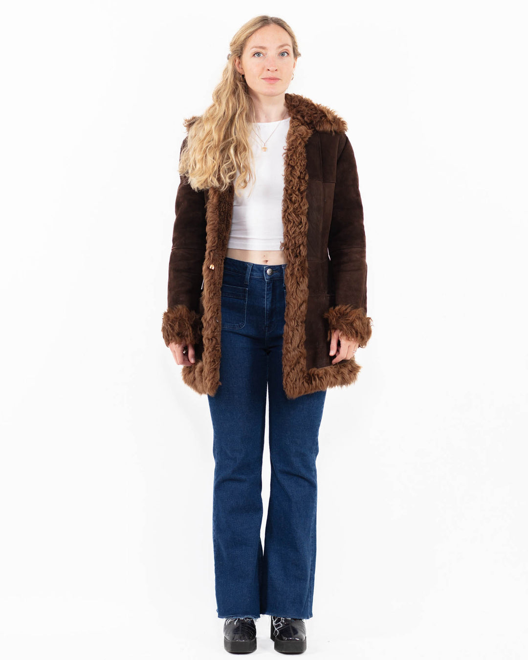 Vintage 70's Women Sheepskin Coat in BrownA0028