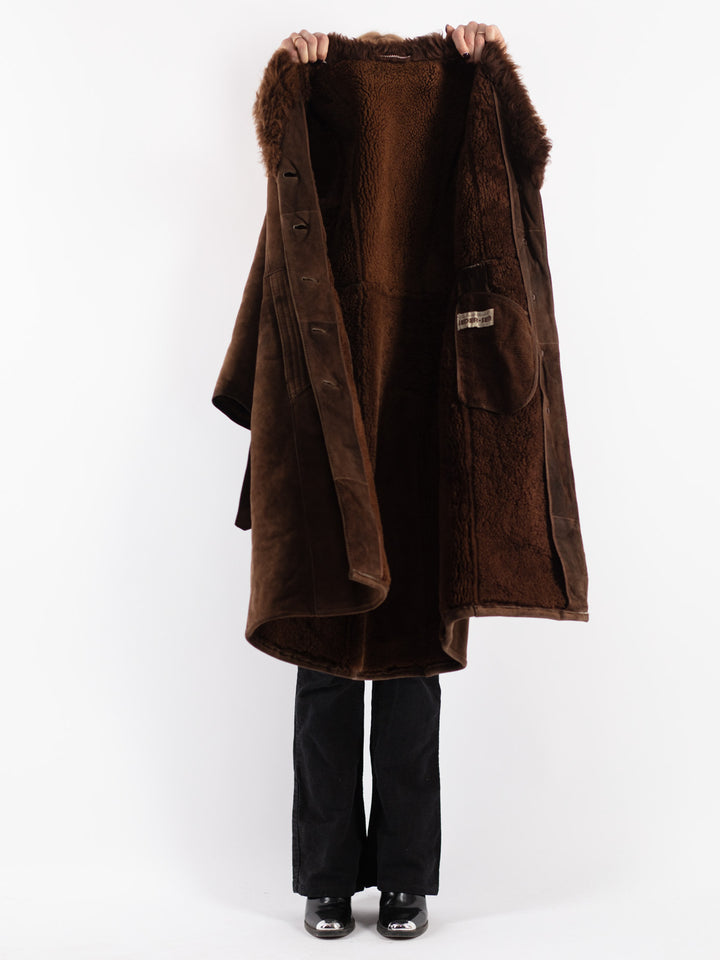 Vintage 70's Women Sheepskin Coat in Brown