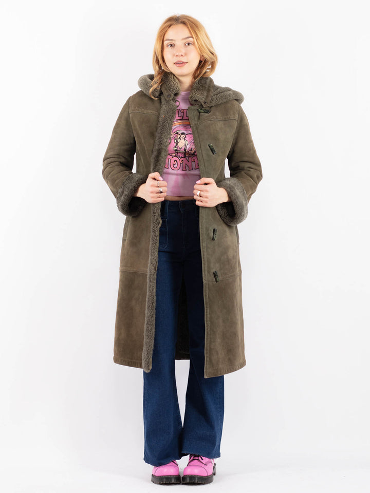 Vintage 70's Women Sheepskin Coat in GreenV9583