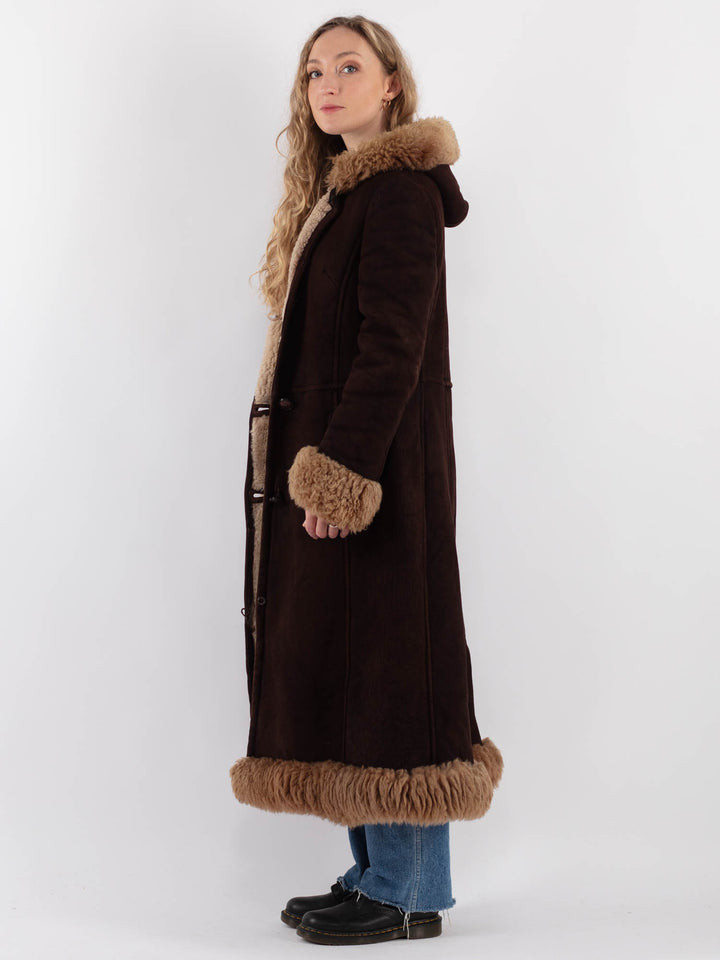 Vintage 70's Women Sheepskin Coat in BrownV9268