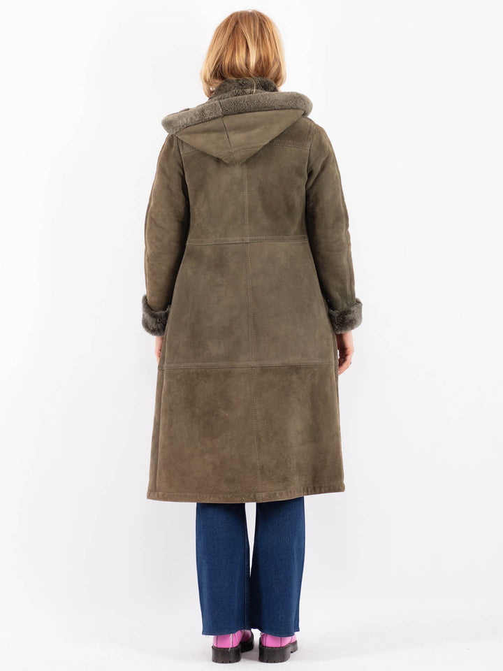 Vintage 70's Women Sheepskin Coat in GreenV9583