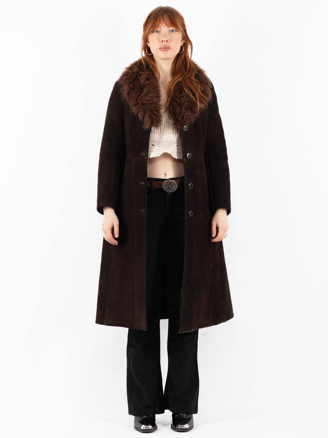 Vintage 70's Women Sheepskin Coat in BrownV9826