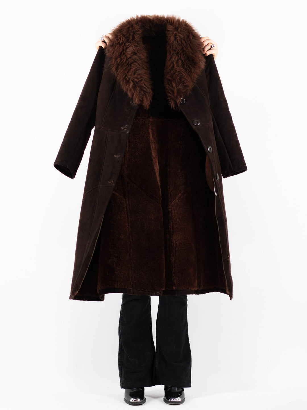Vintage 70's Women Sheepskin Coat in BrownV9826