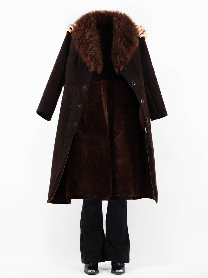 Vintage 70's Women Sheepskin Coat in BrownV9826