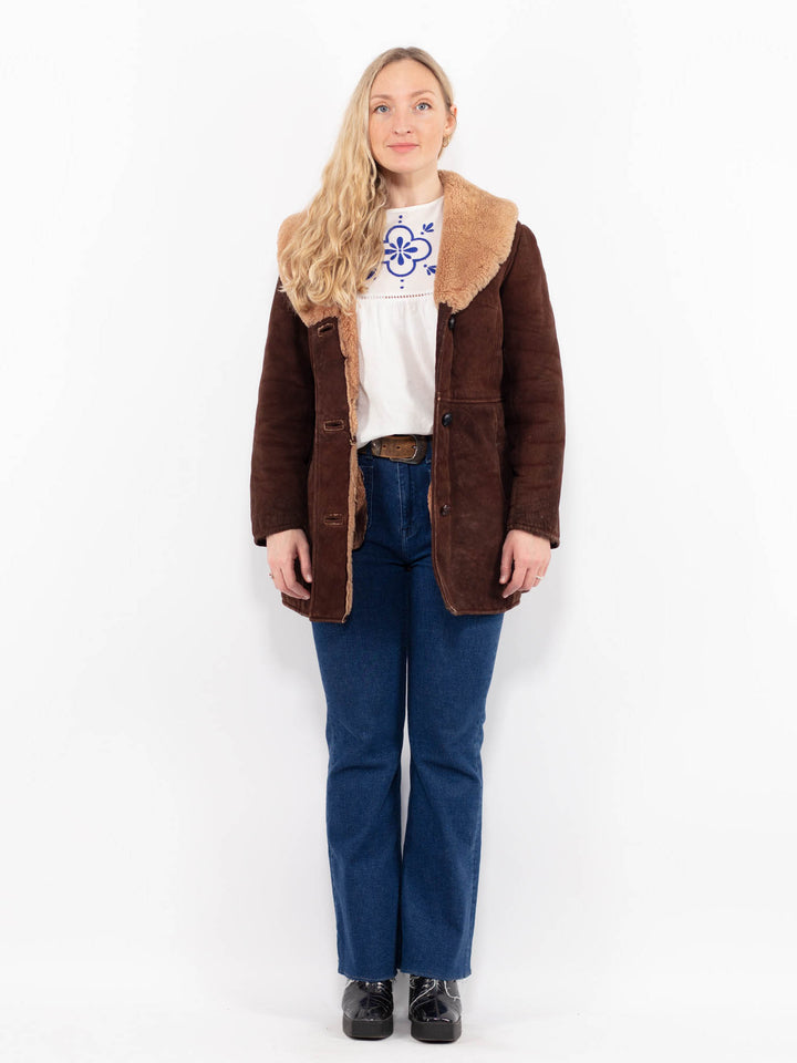 Vintage 70's Women Sheepskin Coat in BrownA1062