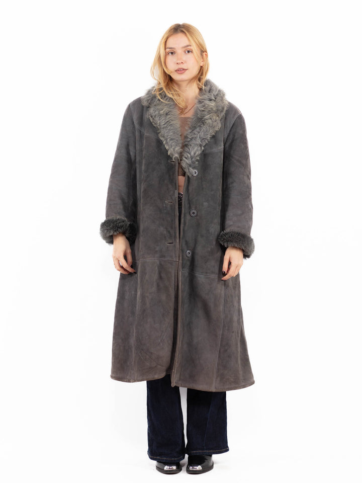 Vintage 70's Penny Lane Sheepskin Coat in Gray