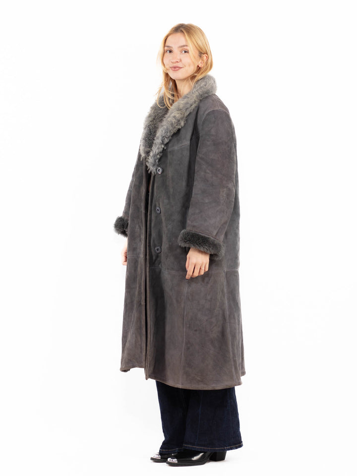 Vintage 70's Penny Lane Sheepskin Coat in Gray