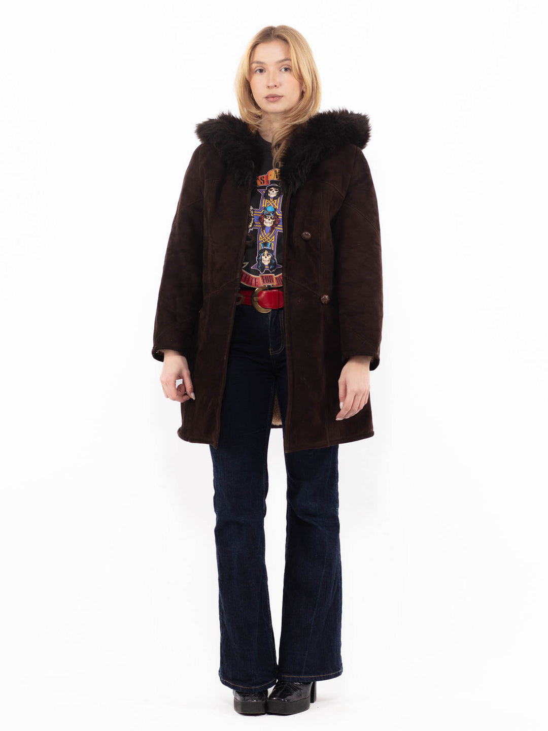 Vintage 70's Women Sheepskin Coat in BrownA1162