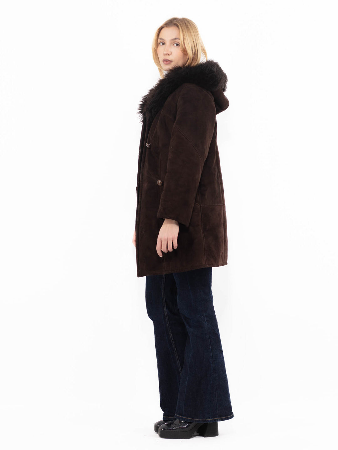 Vintage 70's Women Sheepskin Coat in BrownA1162