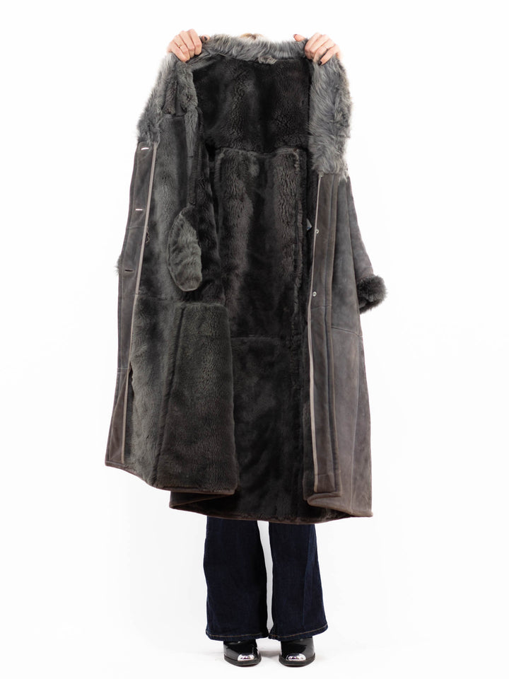 Vintage 70's Penny Lane Sheepskin Coat in Gray