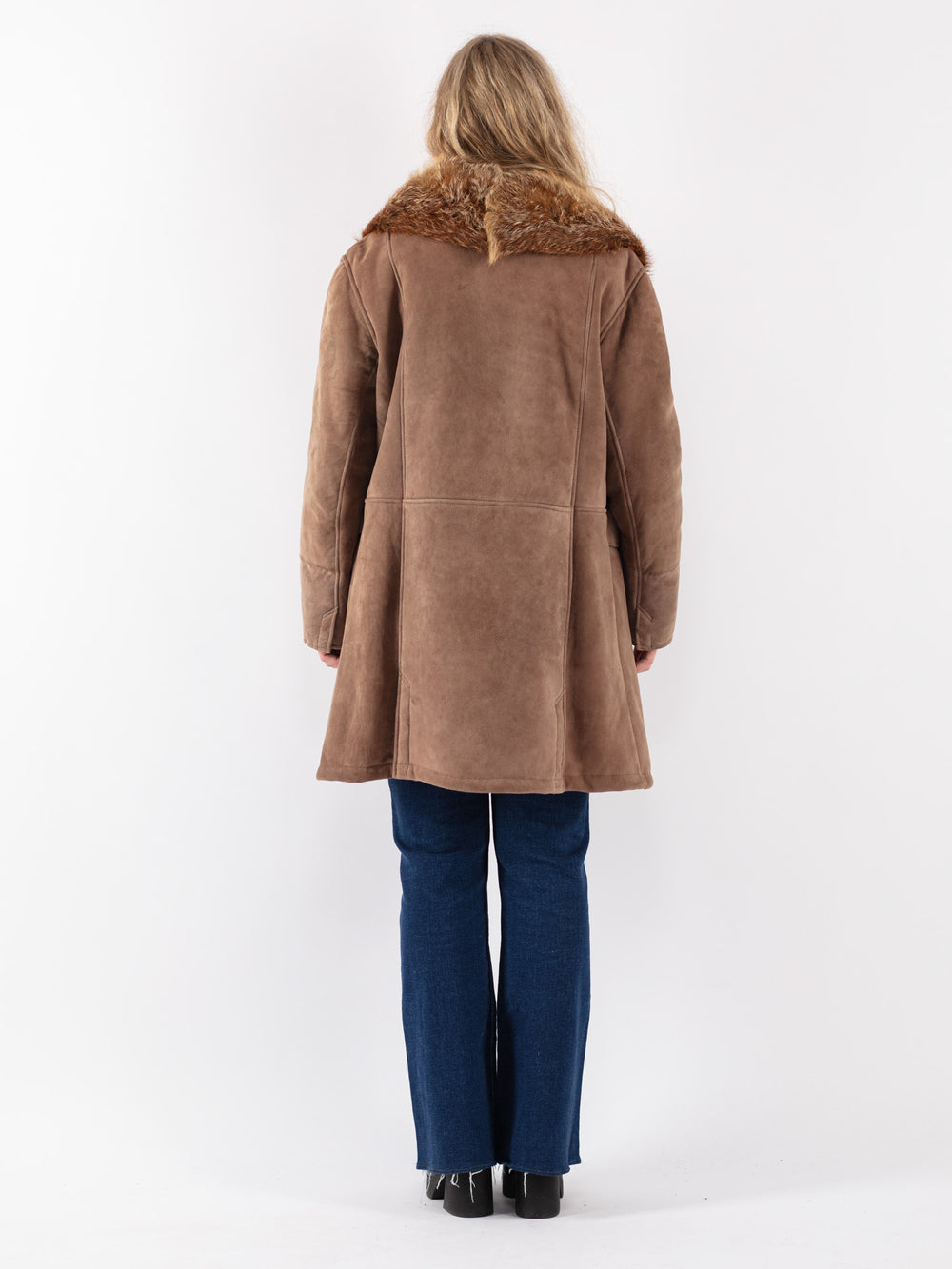 Vintage 70's Women Sheepskin Coat in Beige