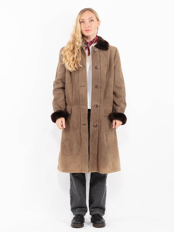 Vintage 70's Women Sheepskin Coat in BeigeA0678