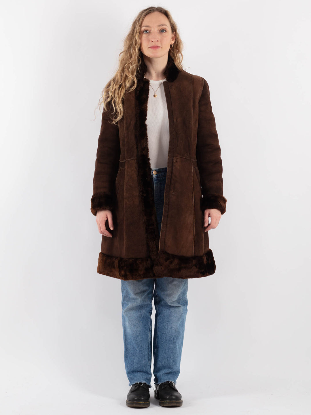 Vintage 70's Women Sheepskin Coat in BrownV9270