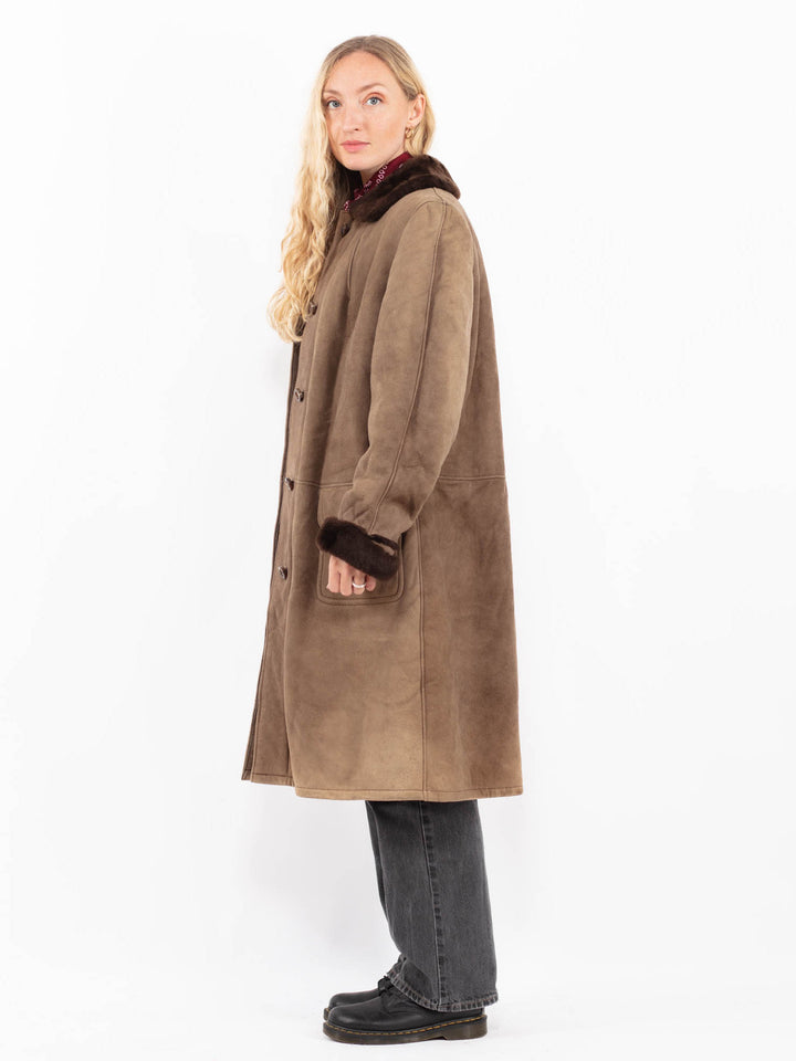 Vintage 70's Women Sheepskin Coat in BeigeA0678
