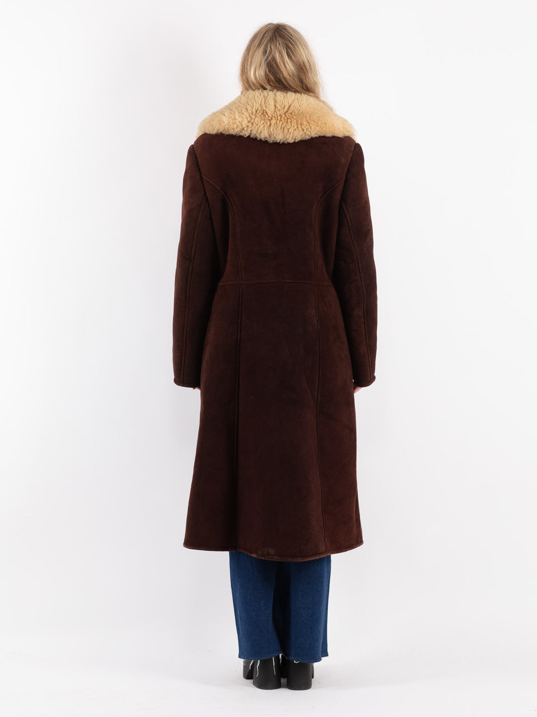 Vintage 70's Women Sheepskin Coat in Brown