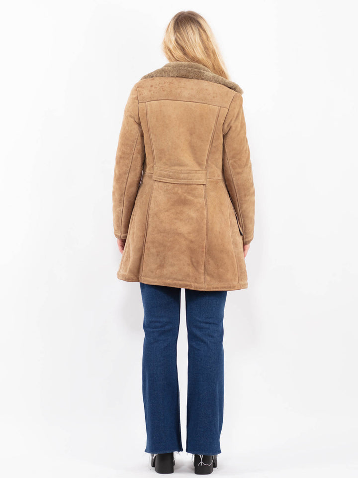 Vintage 70's Women Sheepskin Coat in BeigeA0436