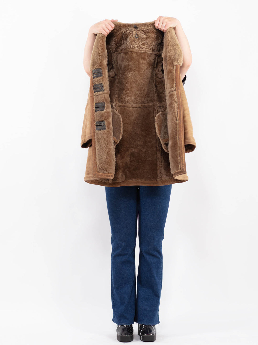 Vintage 70's Women Sheepskin Coat in BeigeA0436