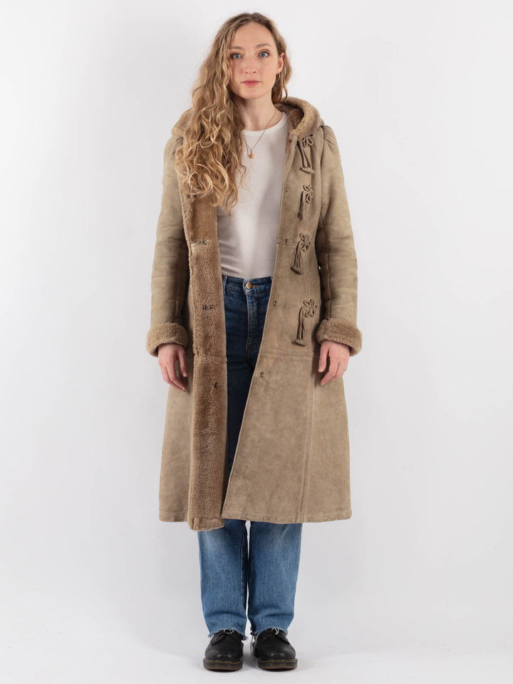 Vintage 70's Women Sheepskin Coat in BeigeV9271