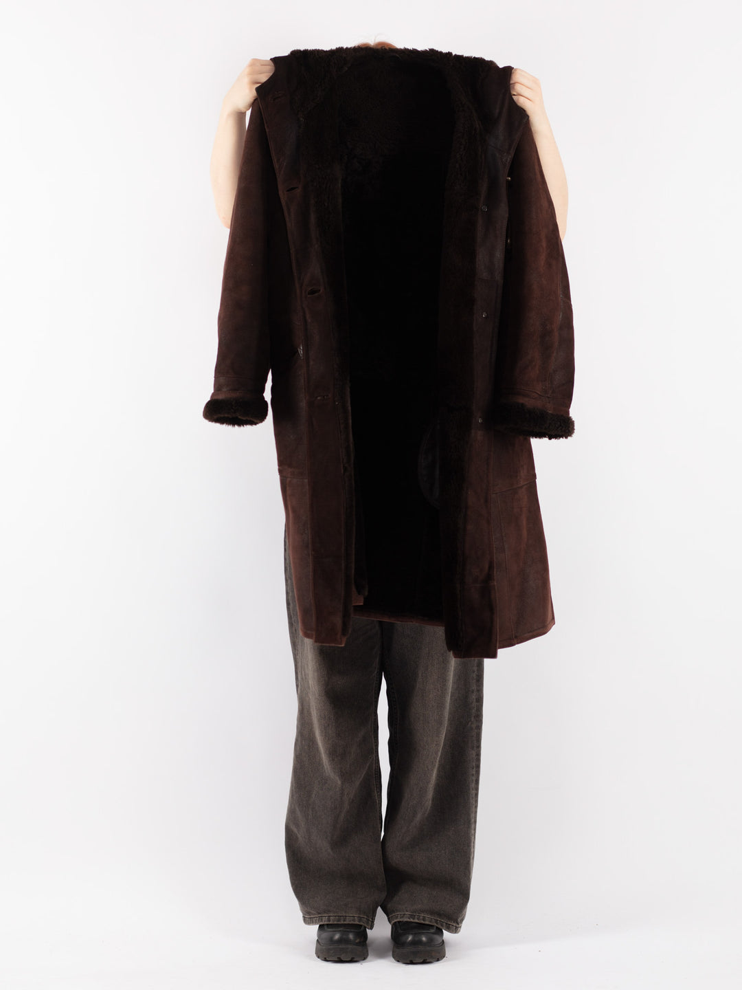 Vintage 70's Women Hooded Sheepskin Coat in Brown - NorthernGrip