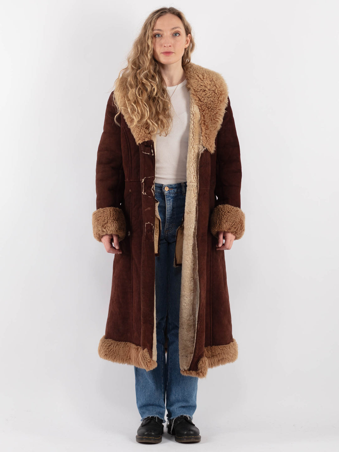 Vintage 70's Women Sheepskin Coat in BrownV9272