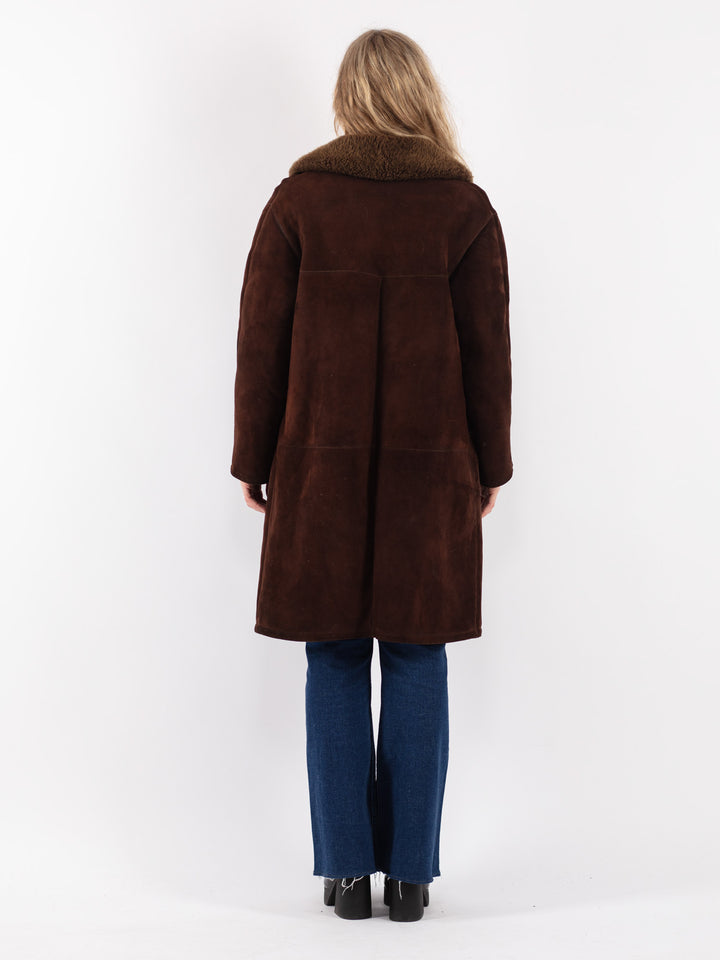 Vintage 70's Women Sheepskin Coat in Brown