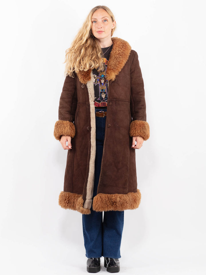 Vintage 70's Women Sheepskin Coat in BrownA0440